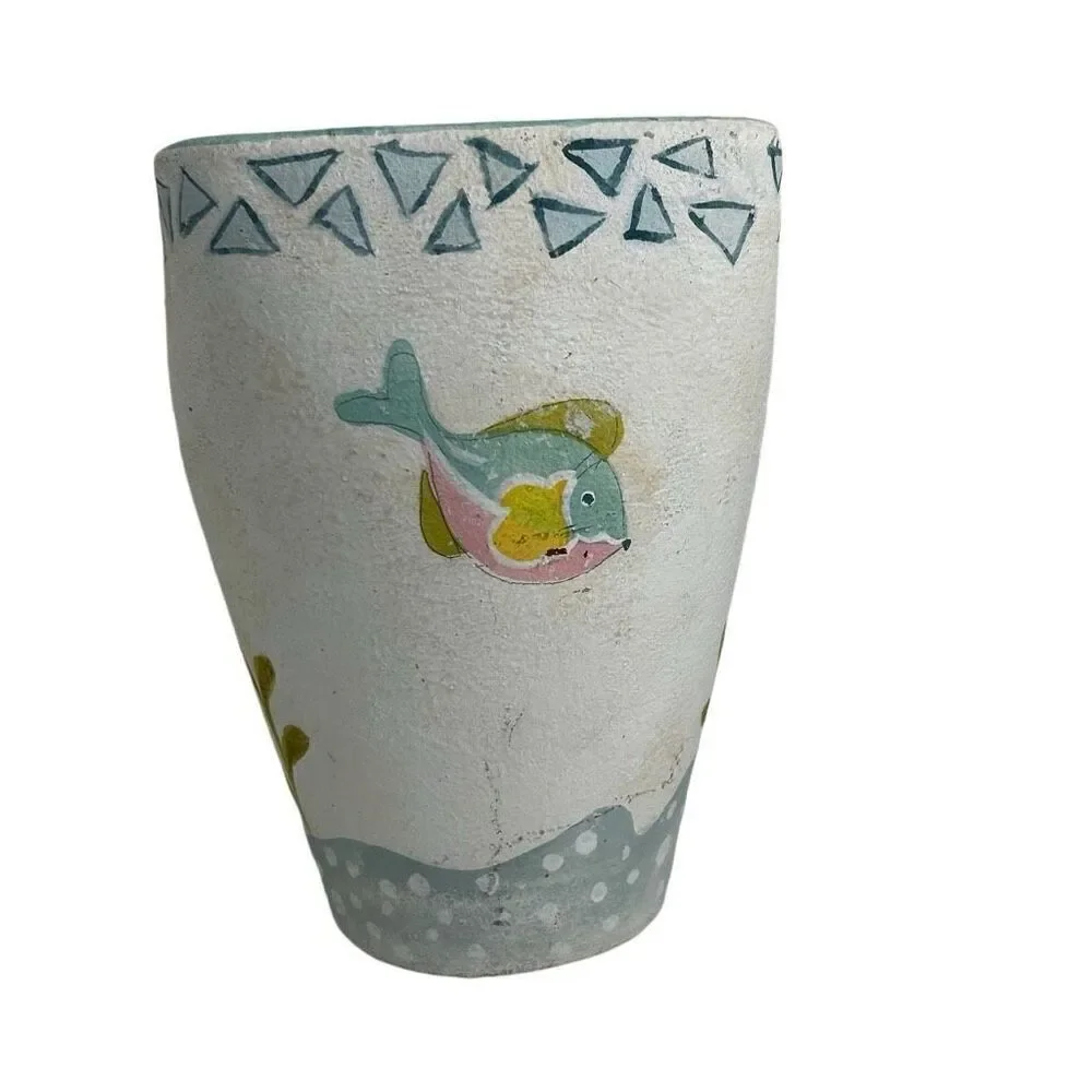 Vtg Asian Pottery Vase 7 3/4
